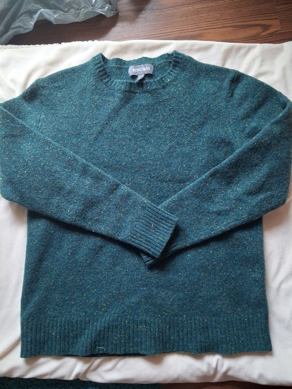 Bonobos Teal Flecked Merino Wool Crewneck Sweater